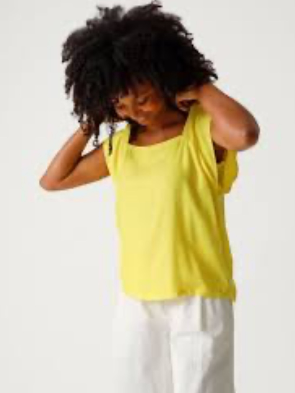 SKFK Yellow Square Neck Short Sleeve Top Size 6